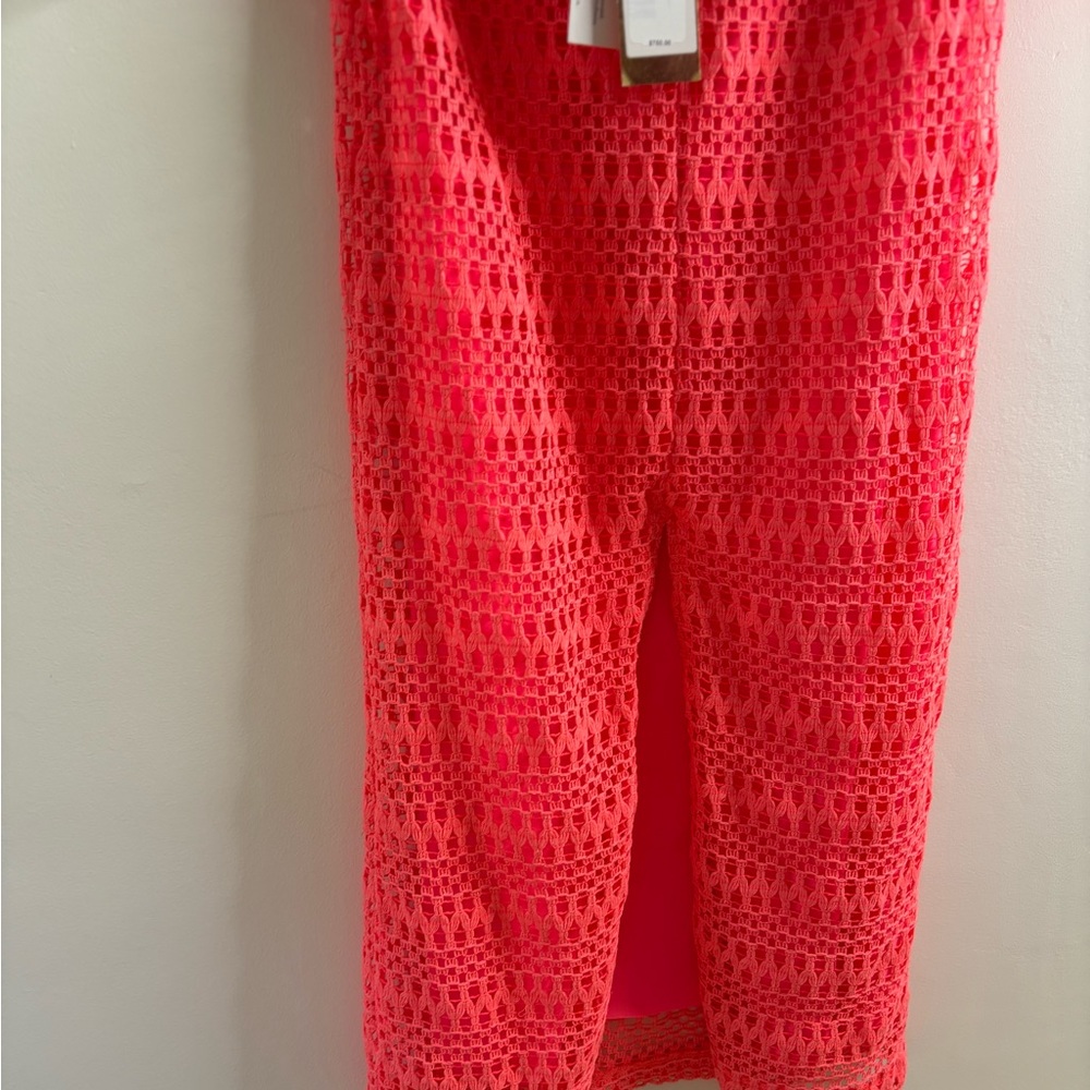 PatBO Neon Coral Cut-Out Crochet Dress - Picture 9 of 10